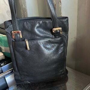 Mila Paoli Black Leather Tote Bag